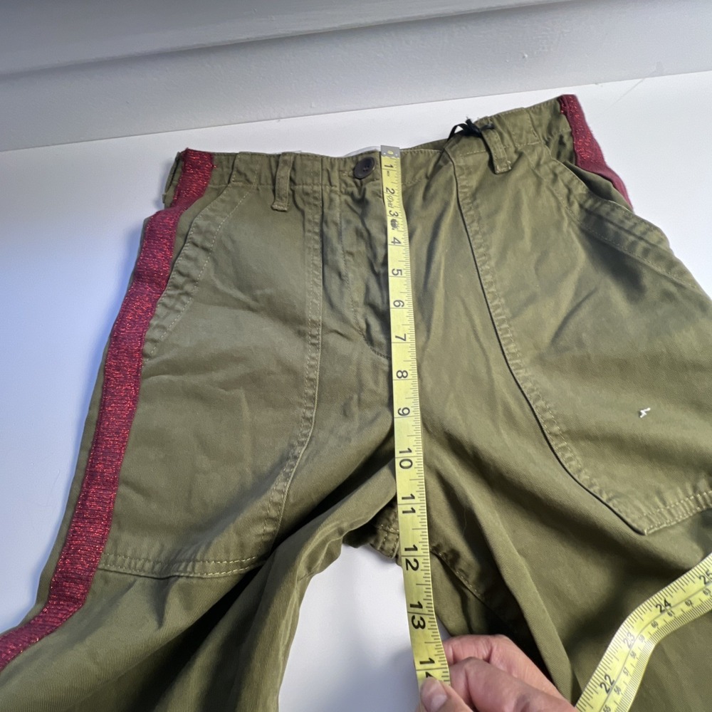 Zara‎ The Workers  Straight Green  Pants Size 2 High Rise Ref Stripe Casual - Picture 7 of 8
